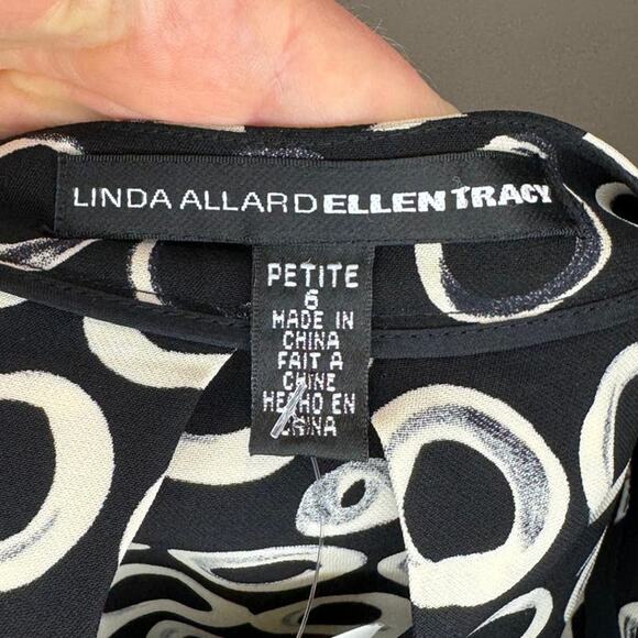 Linda Allard Ellen Tracy Silk Black/White Circle Skirt, Size 6 Petite - Picture 3 of 5